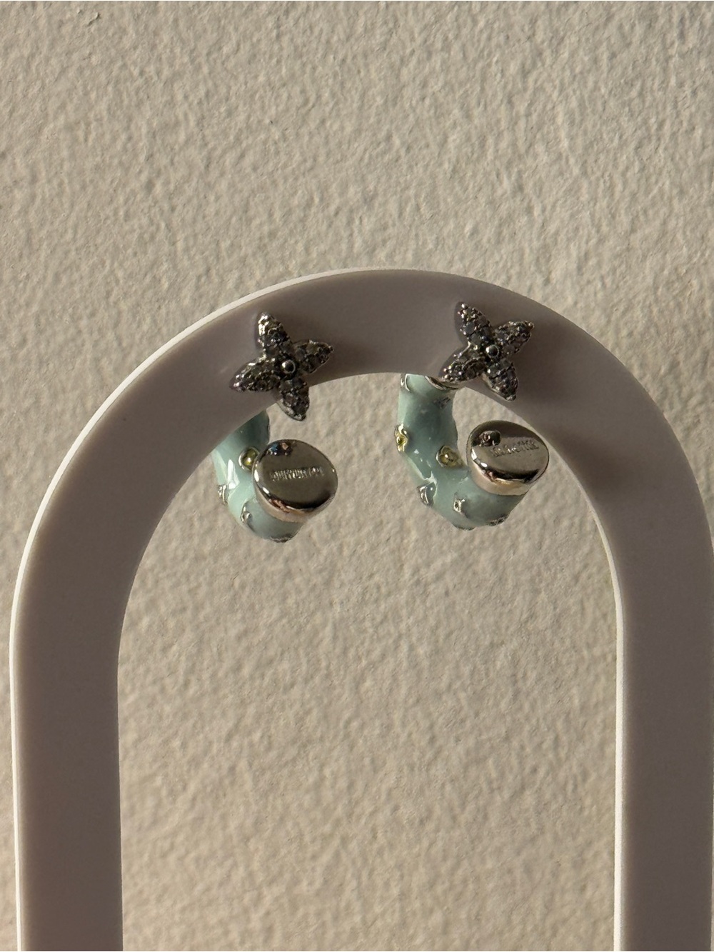 Sea Star Mint Hoop Earrings with Silver Accents